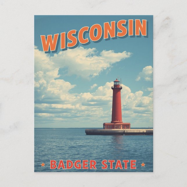 Carte Postale Phare du Wisconsin Vintage (Devant)
