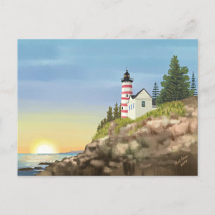 Carte Postale Phare et coucher du soleil