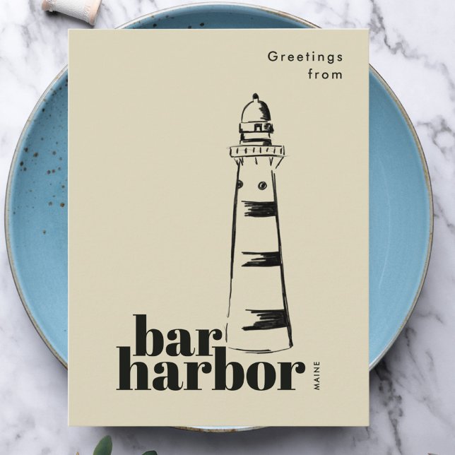 Carte Postale Phare griffonné de Bar Harbor Maine  (Créateur téléchargé)