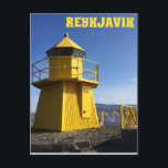 Carte Postale Phare jaune Reykjavik Islande Voyage<br><div class="desc">Bonjour ! J'espère que vous aimez cette photo que j'ai capturée. N'hésitez pas à ajouter votre propre texte ! Regardez mon magasin pour plus de détails.</div>
