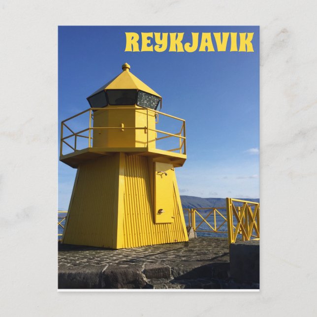 Carte Postale Phare jaune Reykjavik Islande Voyage (Devant)
