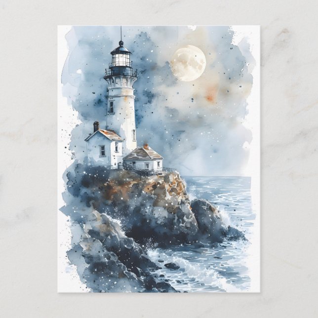 Carte Postale Phare Lumineux sur la côte rocheuse (Devant)