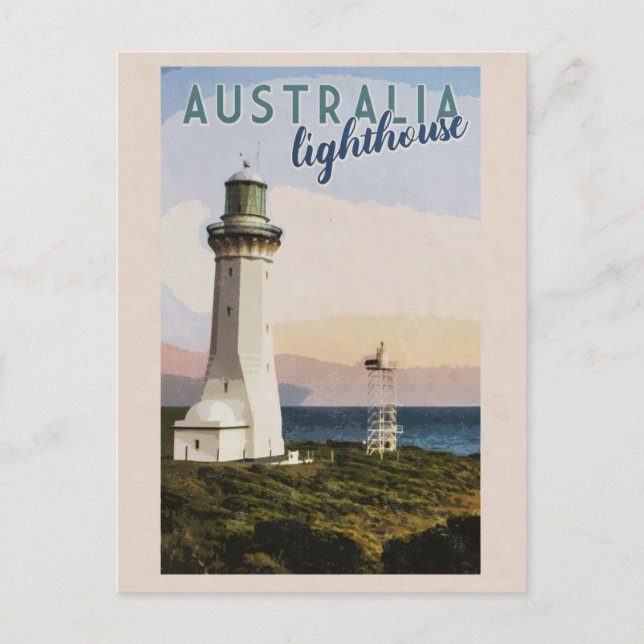 Carte Postale Phare perpendiculaire Point Australie vintage (Devant)
