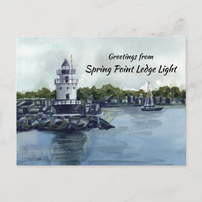 Carte Postale Phare Spring Point Ledge Maine Océan (Devant)