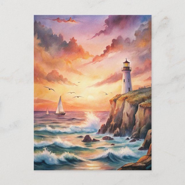 Carte Postale Phare sur une falaise (Devant)