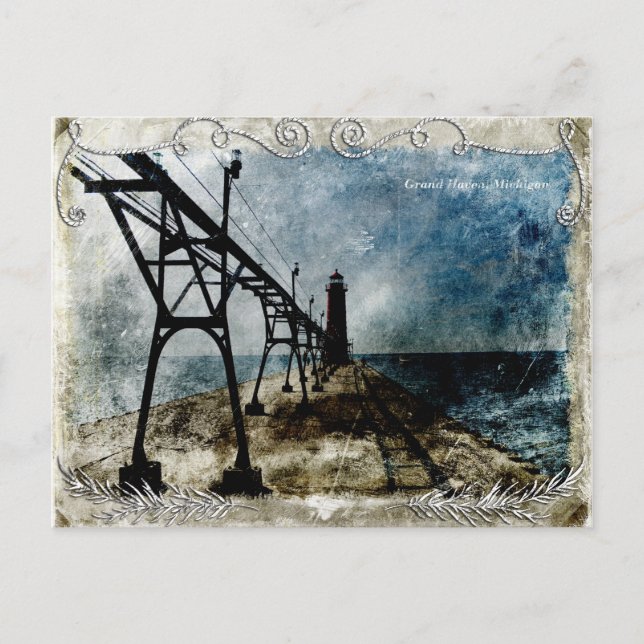 Carte Postale Phare vintage de la jetée (Devant)