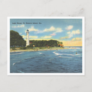 Carte Postale Phare Vintage de St. Simon's Island Georgia
