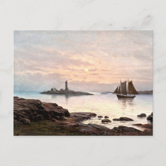 Carte Postale Phare & Voilier En Lune Poster (Devant)
