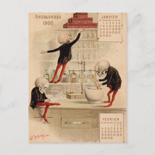 Carte Postale Pharmacie squelettique (Devant)