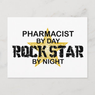 Carte Postale Pharmacien Rock Star par nuit