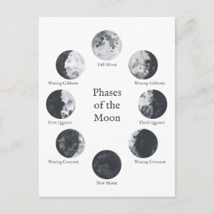 Carte Postale Phases du cycle lunaire de la lune