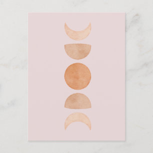 Carte postale Phases Lune rose