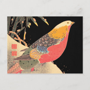 Carte Postale Phéasant d'or dans l'art ornithologique Snow Itô J