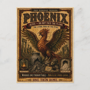 Carte Postale Phénix, Monstre de Cirque Vintage