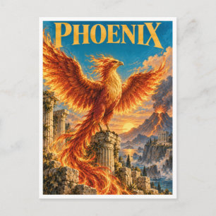 Carte Postale Phénix, monstre de fantasy gothique