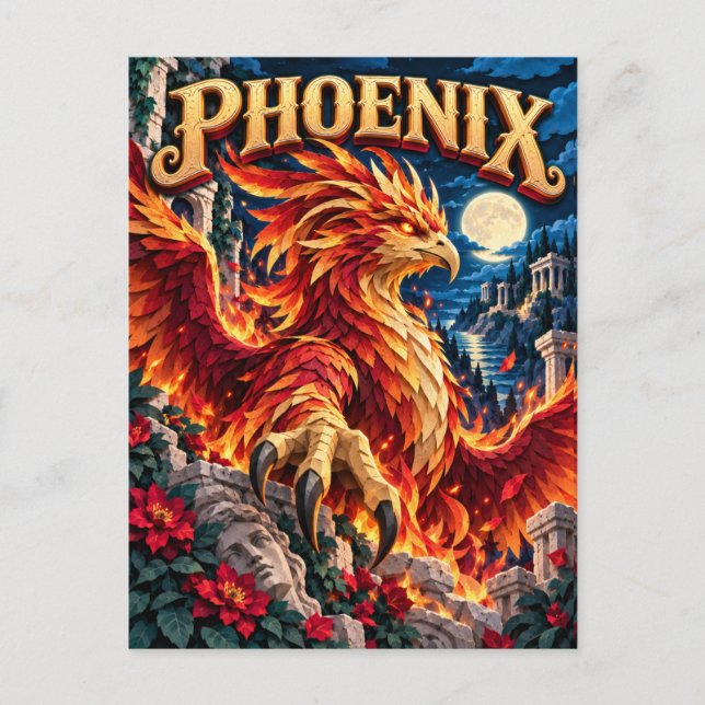 Carte Postale Phénix, Monstre de Papier Découpé (Devant)