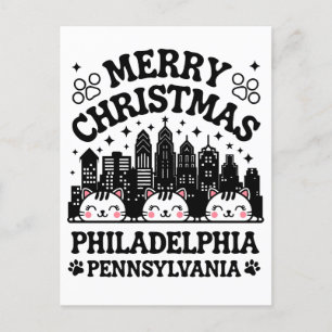 Carte Postale Philadelphia City Pennsylvanie Joyeux Noël chat
