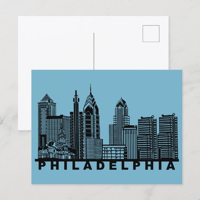 Carte Postale Philadelphia Postcard – Iconic Skyline Silhouette  (Devant / Derrière)
