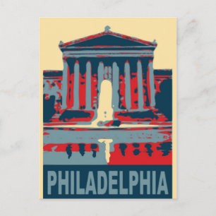 Carte Postale Philadelphie en rouge et bleu,