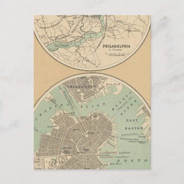 Carte Postale Philadelphie et Boston (Devant)