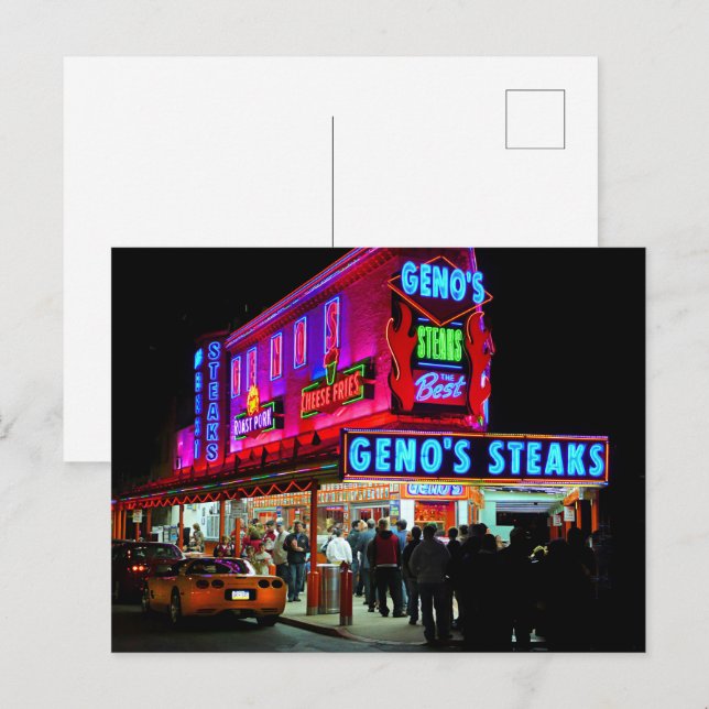 Carte Postale Philadelphie, Geno's Steaks, (Devant / Derrière)