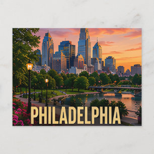 Carte Postale Philadelphie horizon de la Pennsylvanie rive Voyag