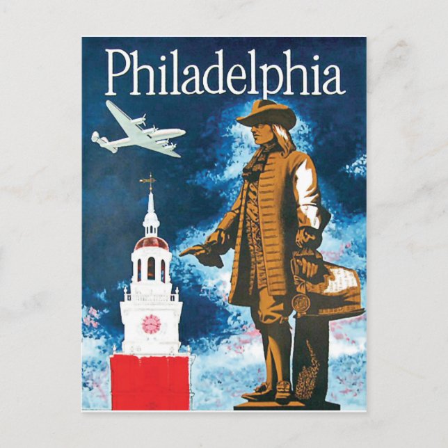 Carte Postale Philadelphie, monument et la tour (Devant)