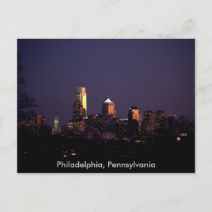 Carte Postale Philadelphie, Pennsylvanie ligne d'horizon nocturn