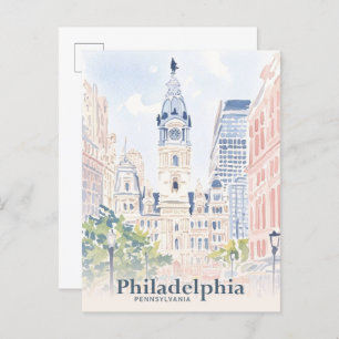 Carte Postale Philadelphie Pennsylvanie USA Watercolor Travel