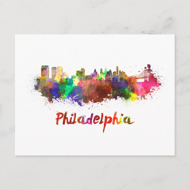 Carte Postale Philadelphie skyline in watercolor (Devant)