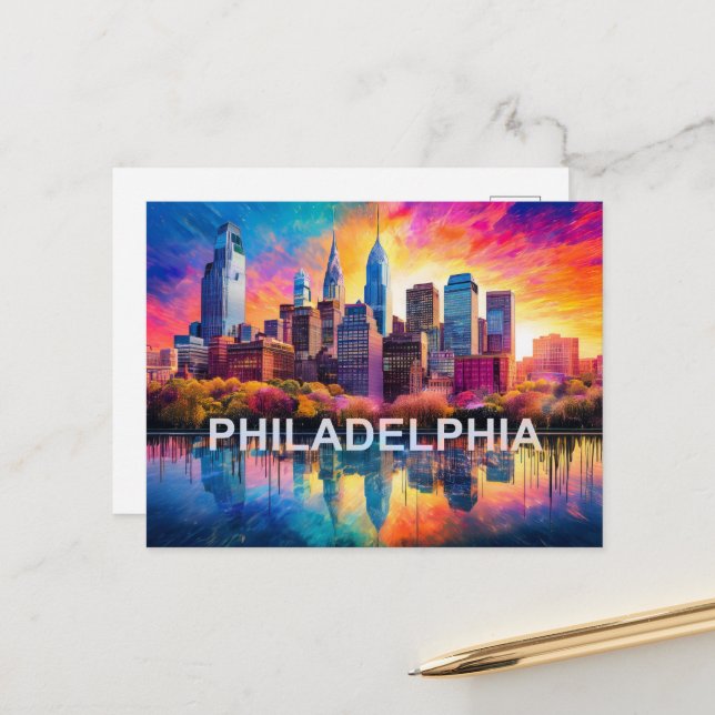 Carte Postale Philadelphie Ville De Frère Amour (Devant/Arrière en situation)