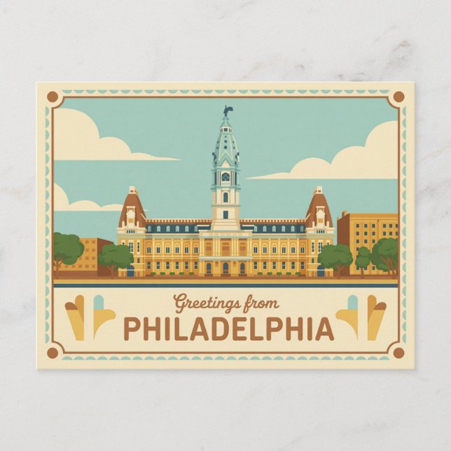 Carte postale Philadelphie vintage | Salutations d (Devant)