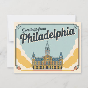 Carte postale Philadelphie vintage   Salutations d