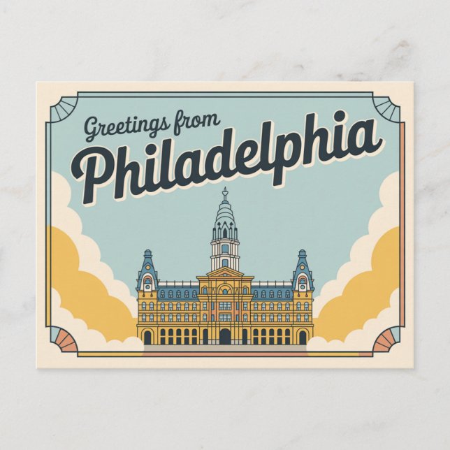 Carte postale Philadelphie vintage | Salutations d (Devant)