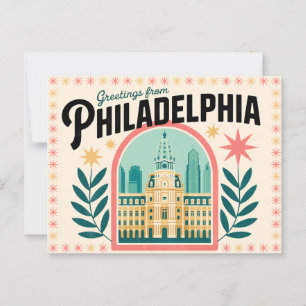 Carte postale Philadelphie vintage   Salutations d