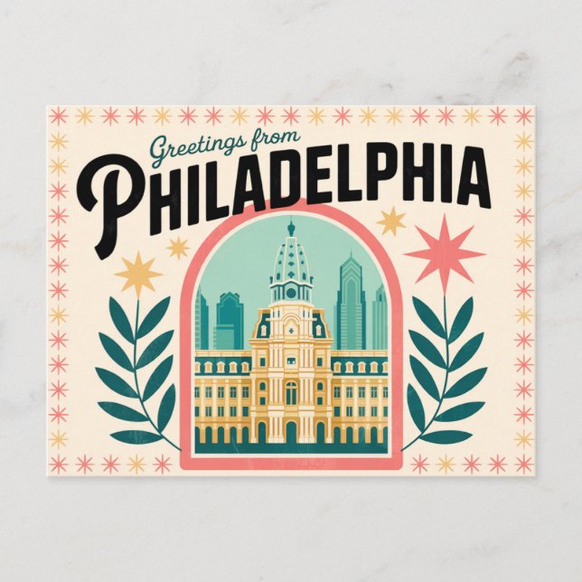 Carte postale Philadelphie vintage | Salutations d (Devant)