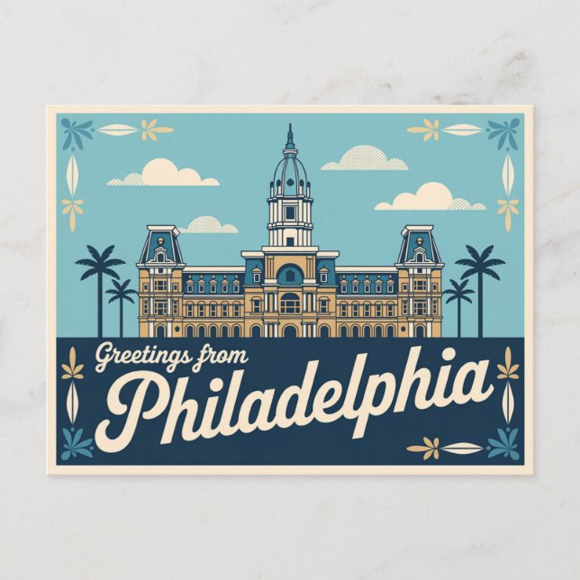 Carte postale Philadelphie vintage | Salutations d (Devant)