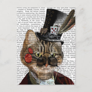 Carte Postale Phileas Feline Steampunk Chat et chapeau supérieur