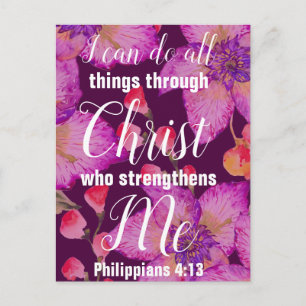 Carte Postale Philippiens 4:13 Bible Verse Floral