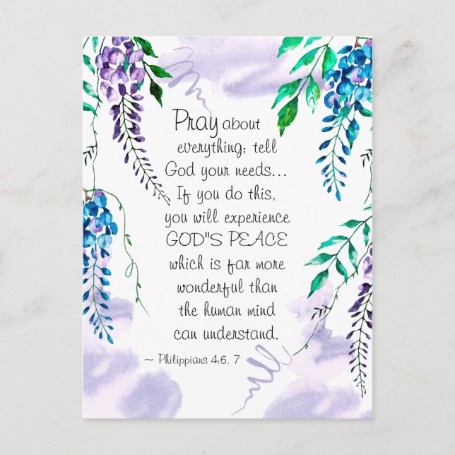 Carte Postale Philippiens 4:6-7 Priez pour tout (Devant)