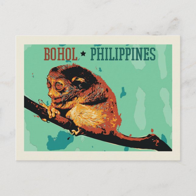 Carte Postale Philippine tarsier, île de Bohol, Philippines (Devant)