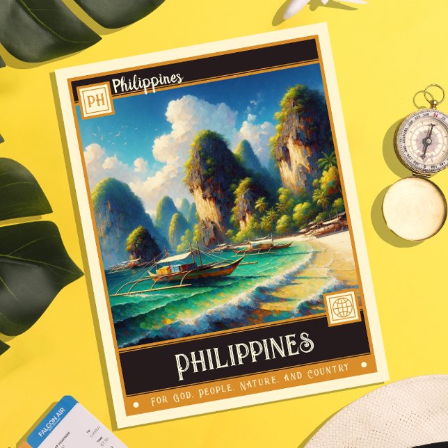 Carte Postale Philippines | Peinture Vintage (Créateur téléchargé)