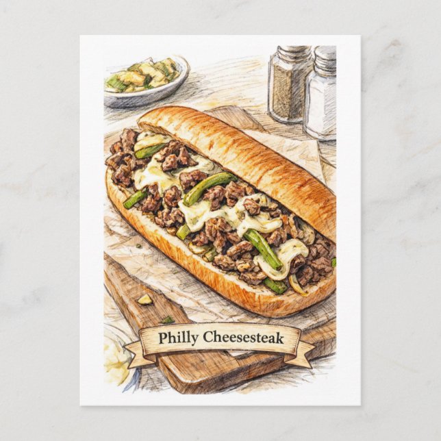 Carte postale Philly Cheesesteak (Série de nourrit (Devant)