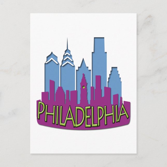 Carte Postale Philly Skyline cool de nouvelles ondes (Devant)