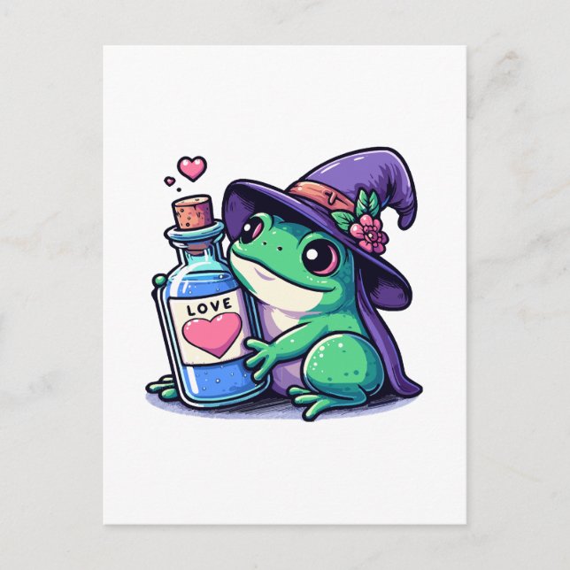 Carte Postale philtre d'amour kawaii sorcière (Devant)
