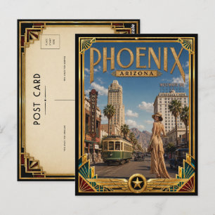 Carte Postale Phoenix Arizona Art Déco Vintage de l'Âge d'Or