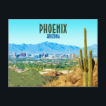 Carte Postale Phoenix Arizona City Cactus et Mountain Vintage<br><div class="desc">Envoyez la ville animée coincée entre les cactus et les montagnes bleues de Phoenix,  Arizona,  États-Unis sur une carte postale à vos proches comme souvenir de l'un des plus grands sites d'Amérique!</div>
