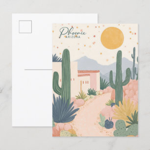 Carte Postale Phoenix Arizona Gouache Illustration Voyage