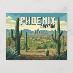 Carte Postale Phoenix Arizona - Retro Desert Cityscape
