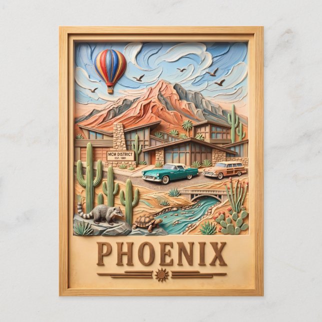 Carte Postale Phoenix Arizona Road Trip Texte Texturé Voyage Vin (Devant)